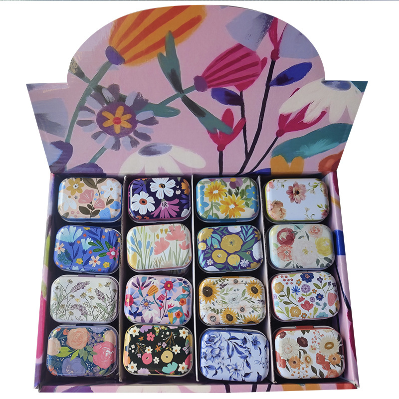 Tin Container Lid - 32PC Mini Vintage Flower Candy Storage