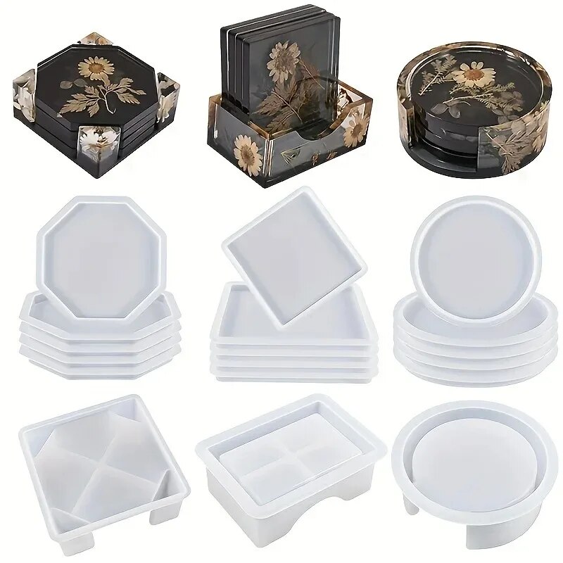 Coaster Resin Molds Set Includ - огляд і ціна Candle Making Jars With Lids
